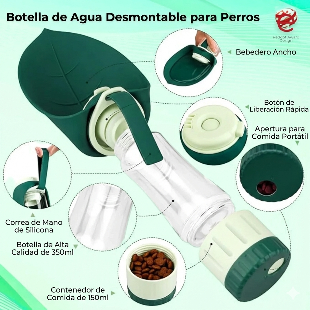 HydroPaw™ - La Botella 3 en 1 para Paseos Premium